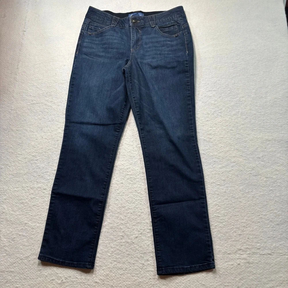 Democracy Ab Solution Straight Leg Jeans Indigo Blue Stretch Womens Size 10 #915